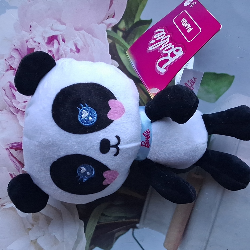Barbie  Pets plush Pink Heart Panda ,new!
